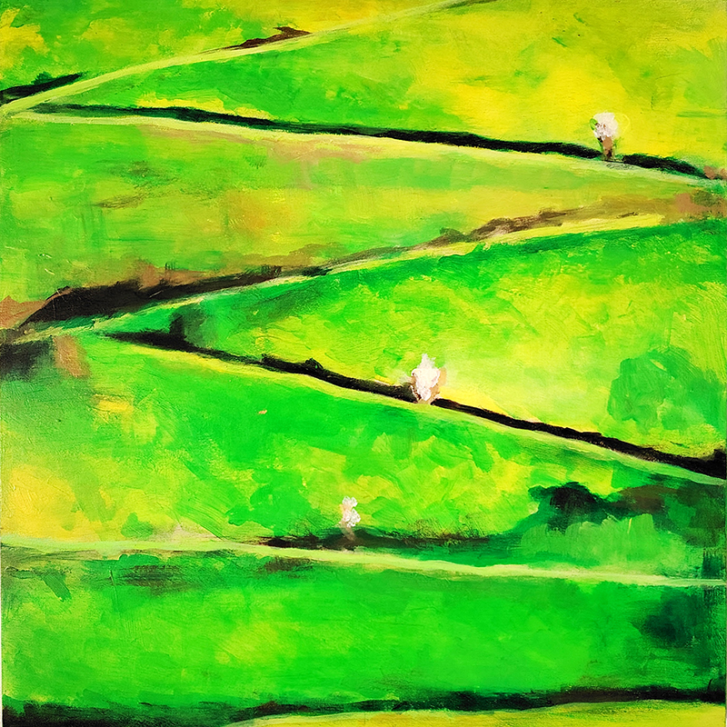 Asturias-pintura-arte-maria-del-roxo-paisaje-verde-prados-primavera-foto-miki-lopez-coleccion-ast50x50-mil-colores-1